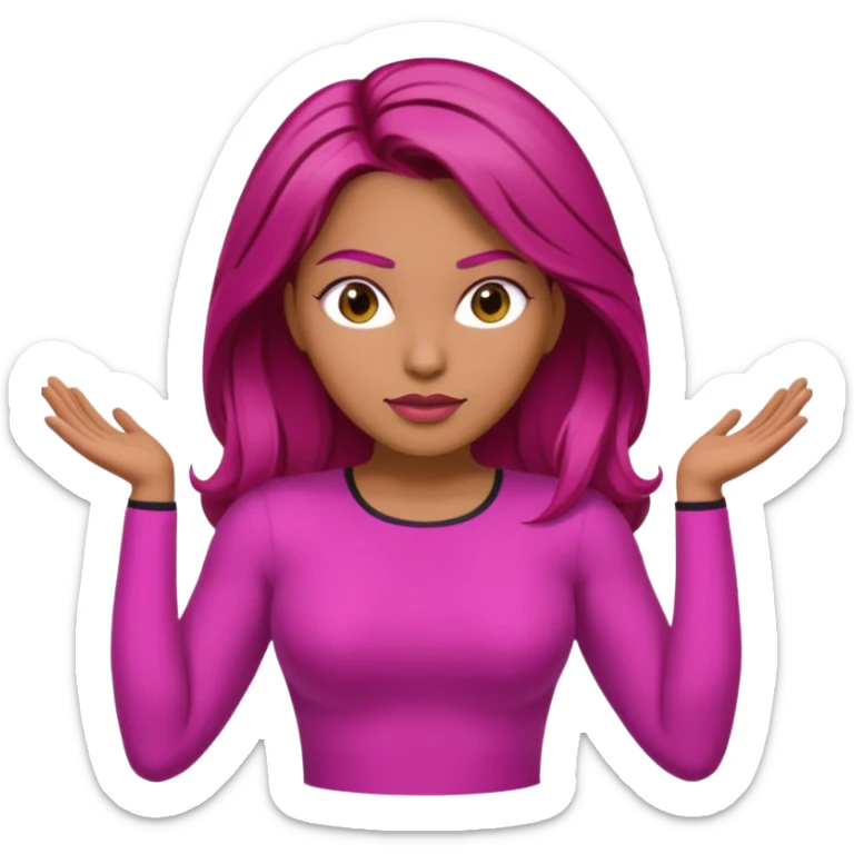 Latina superwoman with brown hair roots and fuchsia hair hands on hips sticker