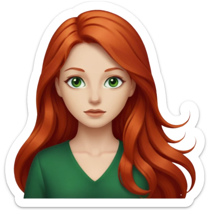 je veux un emoji femme rousse les yeux verts foncé et les cheveux plus longs  sticker