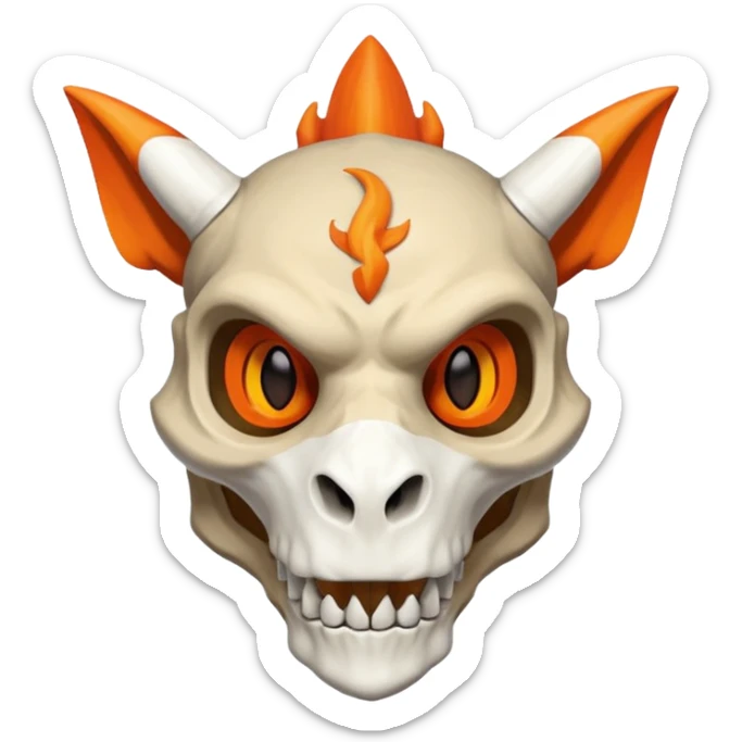 Skeletal Skull-mask-faced Cuzard-Cubone-Marowak-Charizard-Fakémon-Pokémon-Fusion sticker
