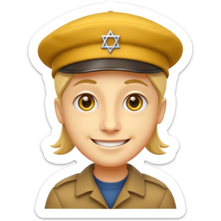 Smile face klasyczny ten żółty, klasyczna emotka messengerowa, lecz z pejsami i beretem żydowskim  sticker