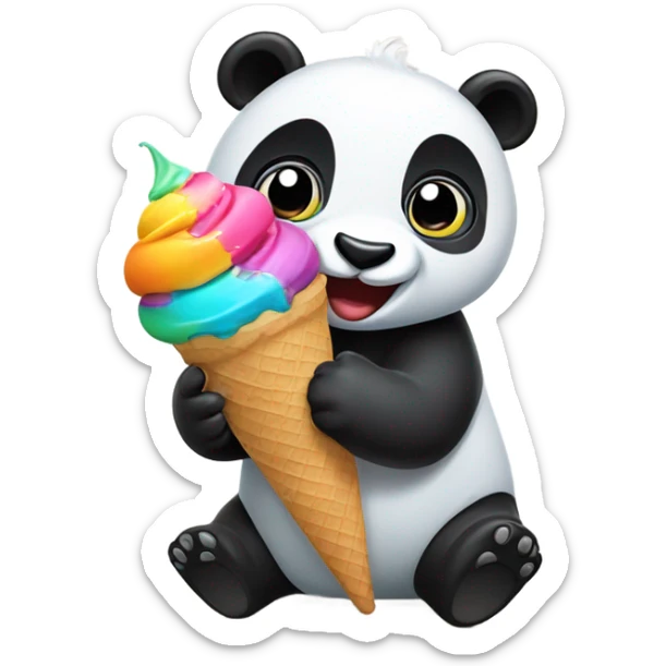 Panda eating ice cream sticker