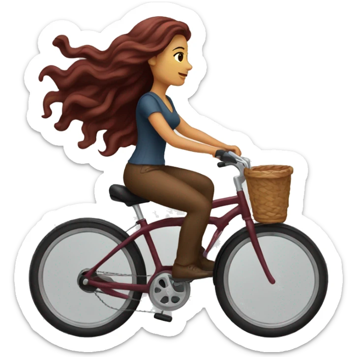 Beautiful burgundy long haired woman riding a bike sticker