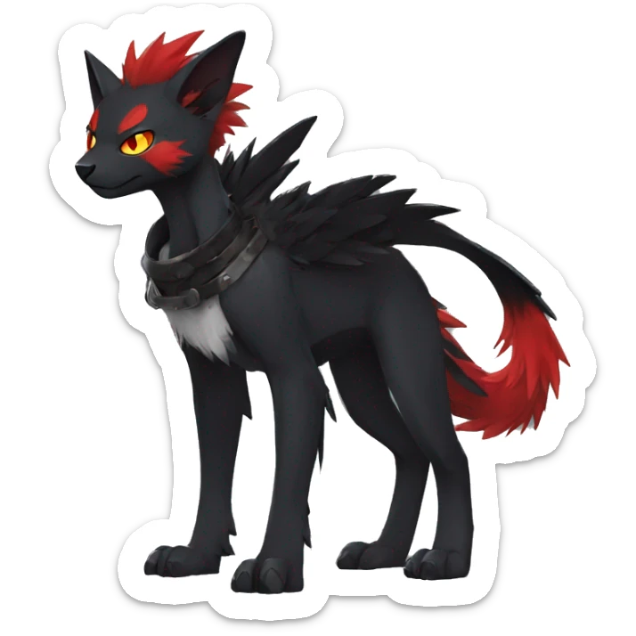 cool edgy black punk red animal hybrid Fakemon full body sticker