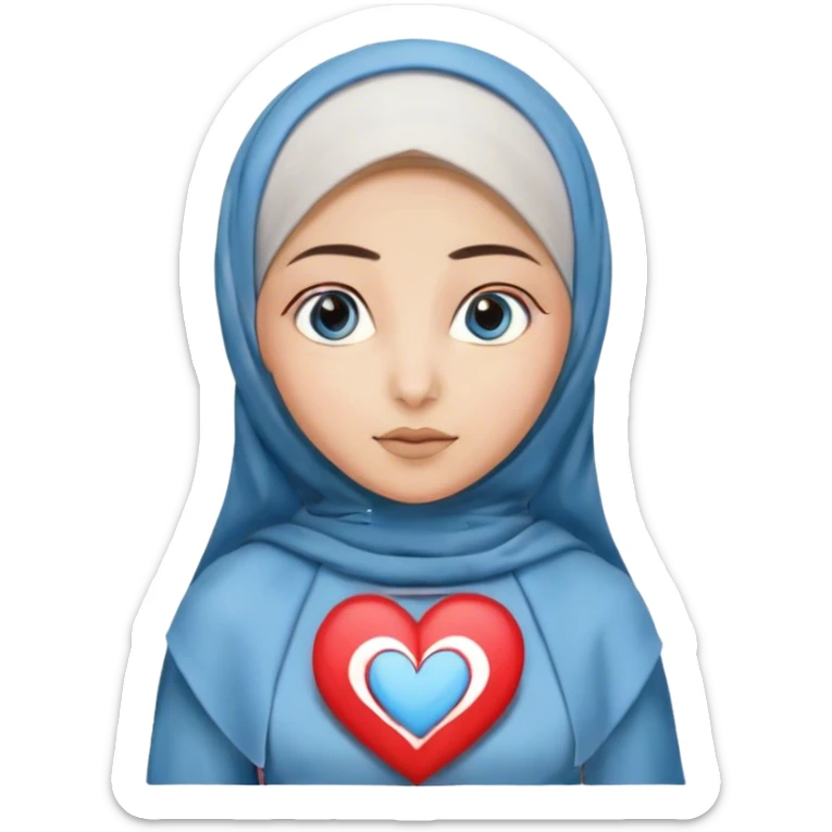 Turkish beautiful finish Konya girl blue eyes with hijab and long tail heart design dress sticker