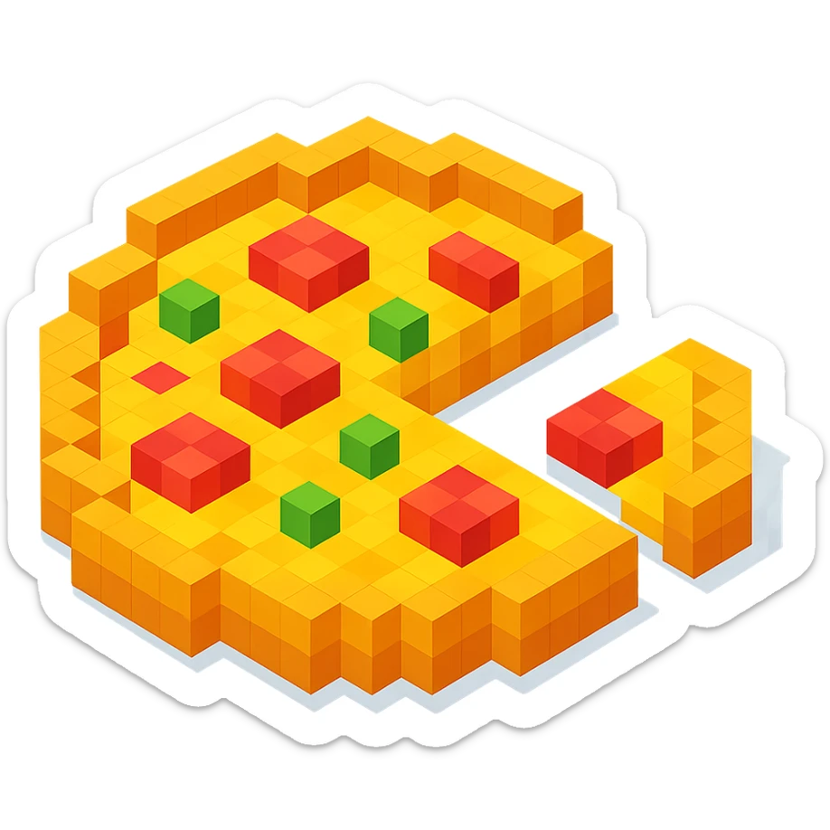 pizza with a slice missing sticker