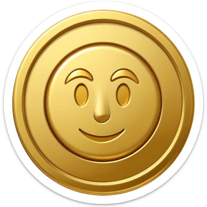 A modern cartoon-style emoji of a stylized money coin combined with a subtle play button icon, clean lines, bold shape, freeform, optimized for social media video sticker