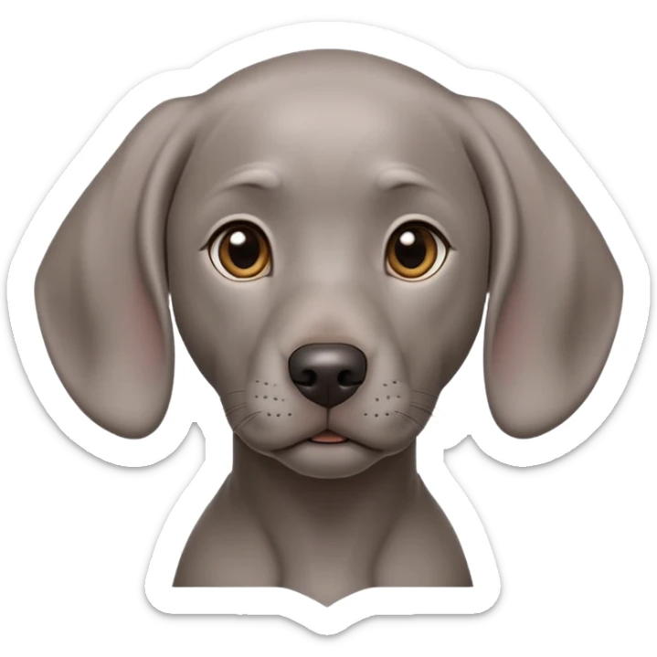 cinematic-noble-weimaraner puppy-portrait-emoji,-poised-and-regal,-with-a-strong,-athletic-build-and-a-lustrous,-well-groomed-grey fur,-deep-set-soulful-brown-eyes,-simplified-yet-sharp-and-sophisticated-features,-highly-detailed, sticker