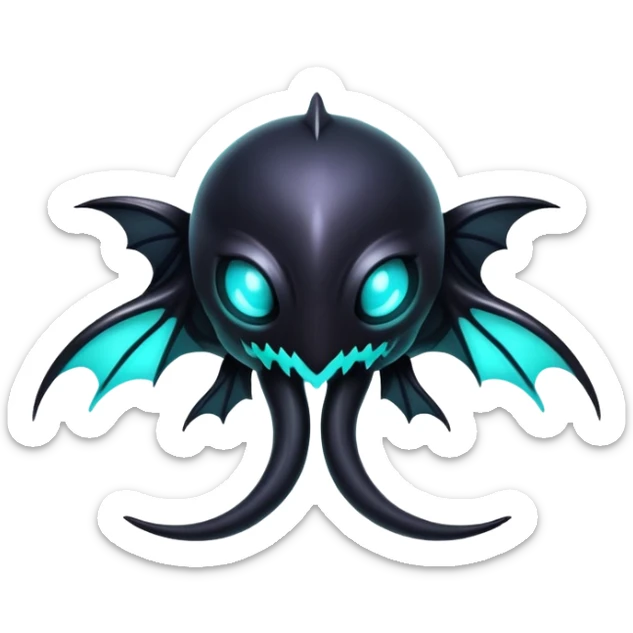 Black Dark Nocturnal Neon-glowing Abyssal Nightly Abyss-Fakémon-Creature sticker