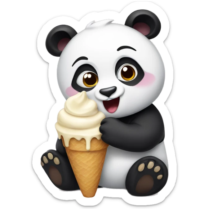 Panda eating ice cream sticker