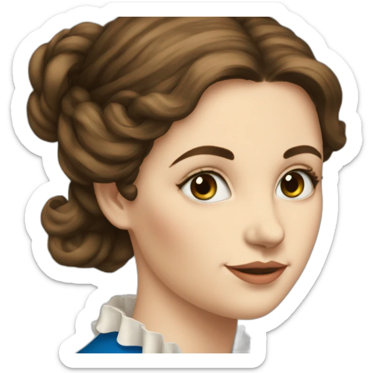 The folk french woman writing, blue eyes, brown hair, 18th century sticker