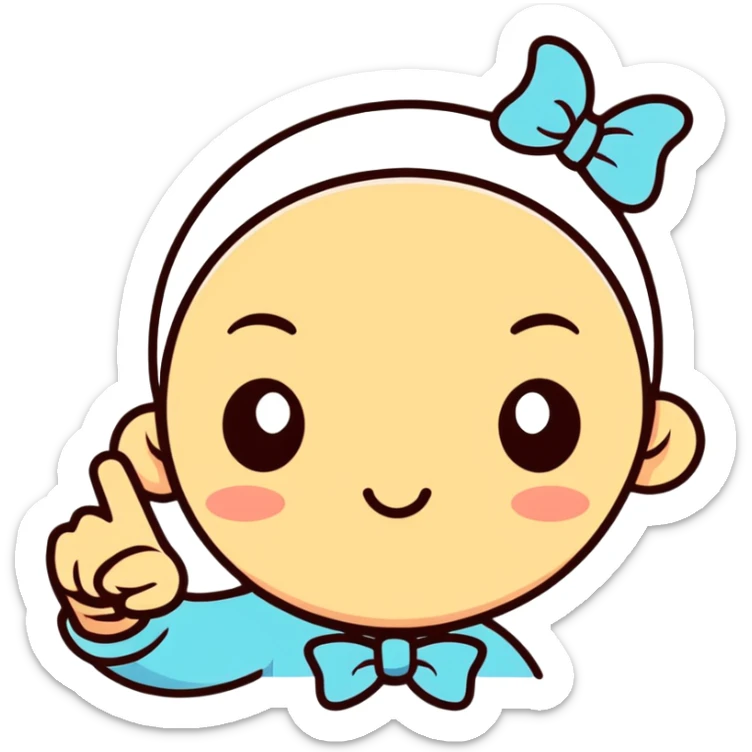 Está cara:😁con los ojos abiertos morose el dedo👈🏻 y que tenga este lazo en la cabeza 🎀  sticker