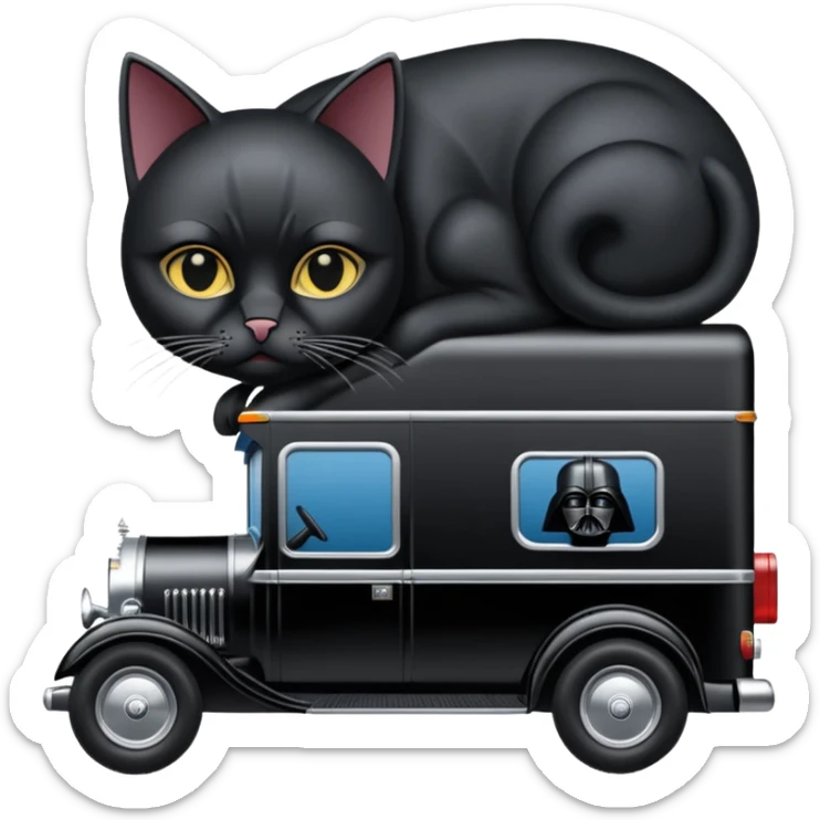 Ornate but stealth 1918 Darth Vader Cat Woman Rolls Royce Grumman mail truck sticker