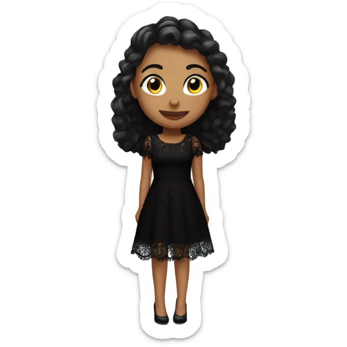 A tall girl with a black lace dress and black heels sticker