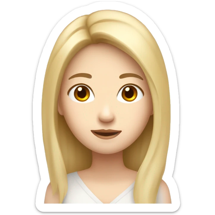 have small face, middle long blond hair white skin color asian woman, from shoulders, make only one emoji,  sticker