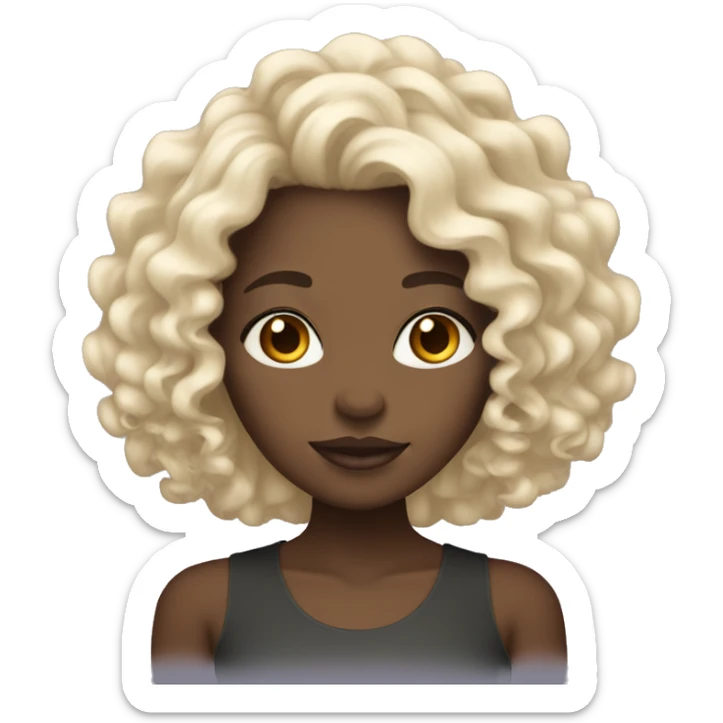 Black girl with deep skin tone with platinum blonde curly hair  sticker