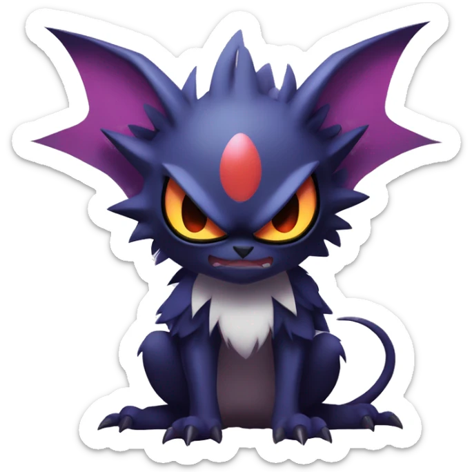 Edgy Cool Kawaii Litten-Noivern-Noibat-Absol-Pokémon Full Body sticker