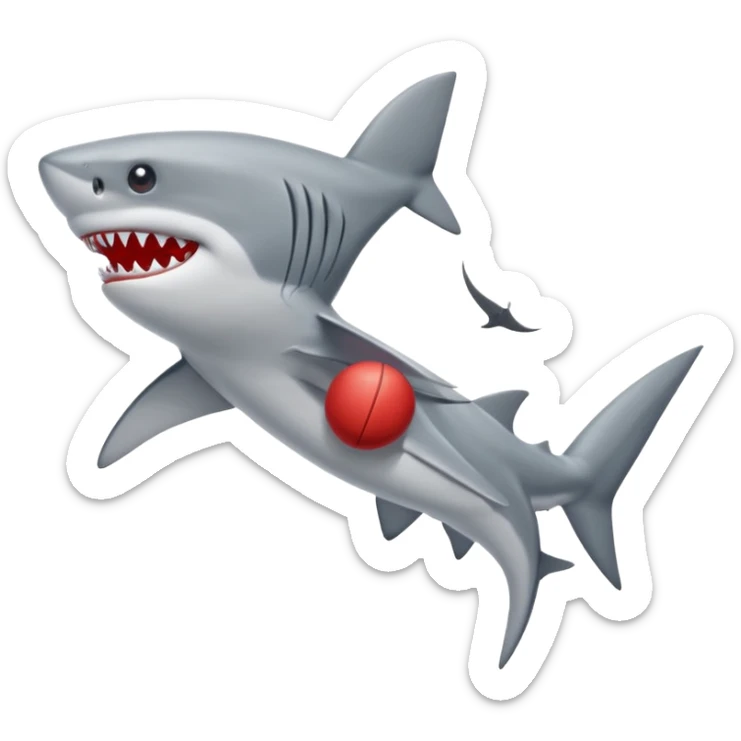 Q se vea más animado el tiburón  q sus tres patas tengan zapatillas nike color rojo sticker