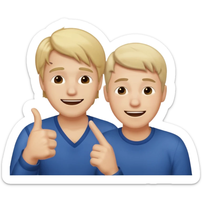 2 homme, l'un est triste et l'autre le pointe du doigt en rigolant sticker