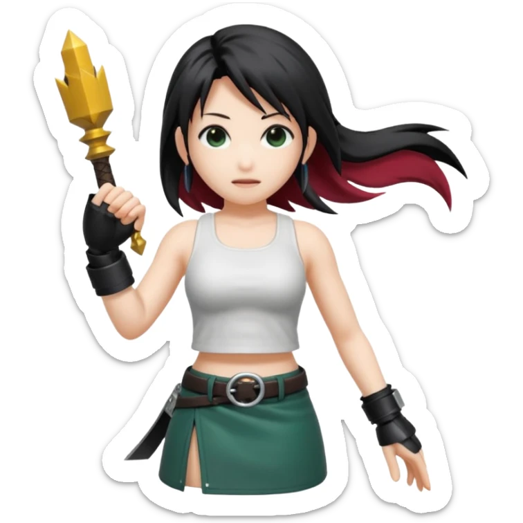 j'aimerai des emotes en lien avec tifa de final fantasy 7 en mode fantaisie mignon qui est joyeux  sticker
