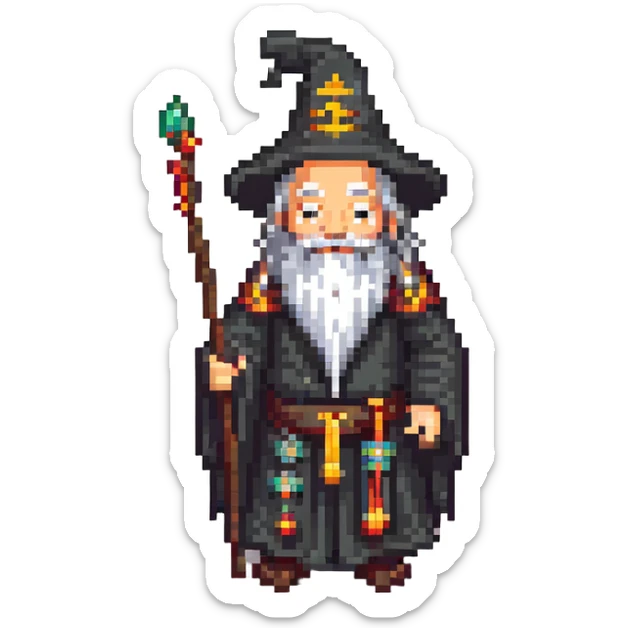 old Chinese wizard sticker
