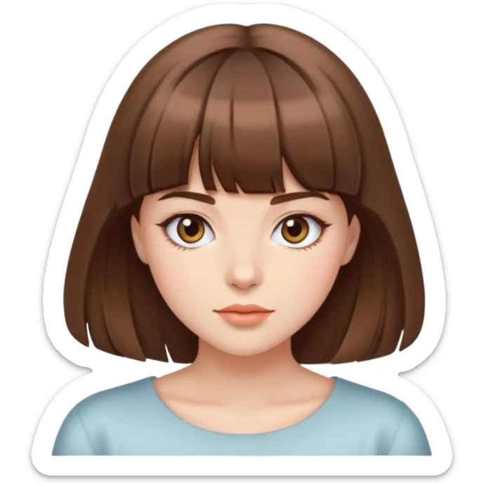 A beautiful girl with brown hair and air bangs sticker