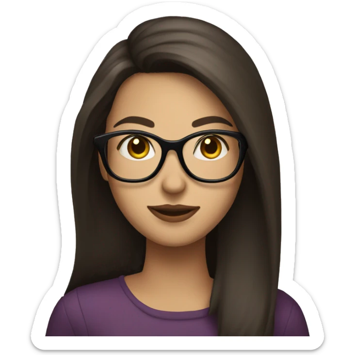 brunette with glasses and long hair with a glass of wine sticker