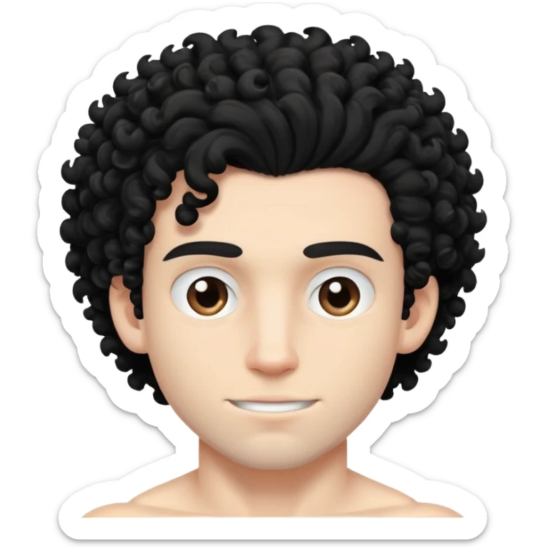 shirtless male athlete with white skin and black curly hair on top with shaved sides sticker