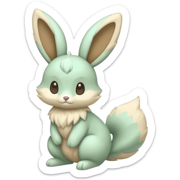 Pastel green and beige Lopunny-Cinccino-fusion (full body) sticker