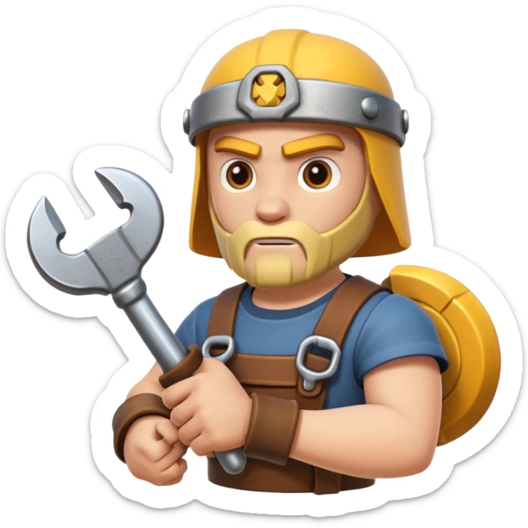 A Mechanic Wrench In A Clash Of Clans and medival Aesthetic sticker