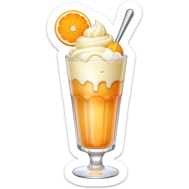 Japanese cream soda on a glass with ice ice cream vanilla 1 scoop on top sticker