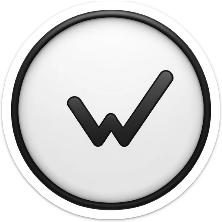 emoji de check en blanco y negro circular, fondo blanco y trazo de contorno negro sticker