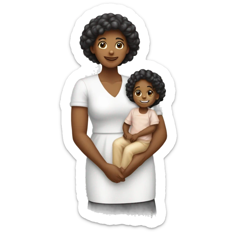 Família pai branco mãe negra filha menina grande e bebê de colo sticker