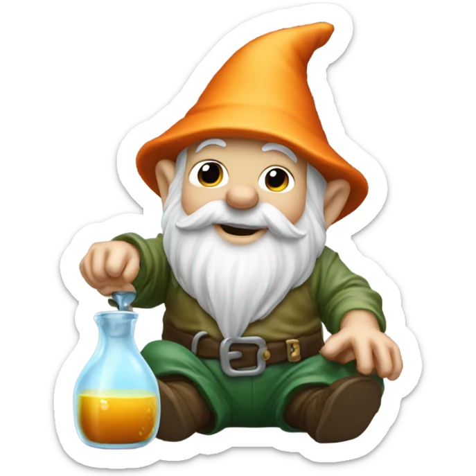 gnome pouring liquid on the ground as tribute to his homies sticker