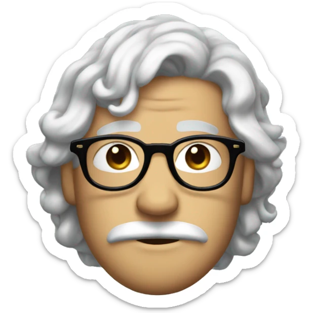 dutguy with round glasses blue eyes long wavy hair moustache soul patch glasses sticker