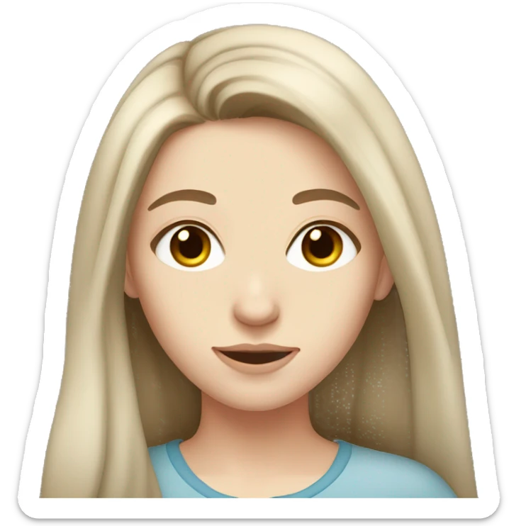 young woman with long brown hair, brown eyes and pale skin sticker