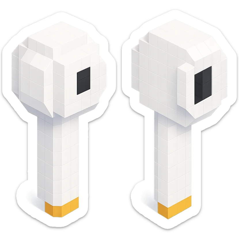 white EarPods headphones with a matte finish, slightly angled view sticker