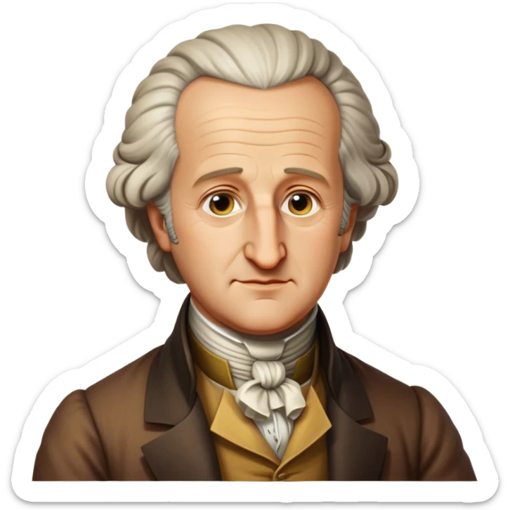 Cinematic Realistic Johann Wolfgang von Goethe Portrait Emoji, depicted as an intellectual literary giant with a thoughtful gaze and refined attire, rendered with detailed textures and warm classical lighting that captures his enduring literary influence. sticker
