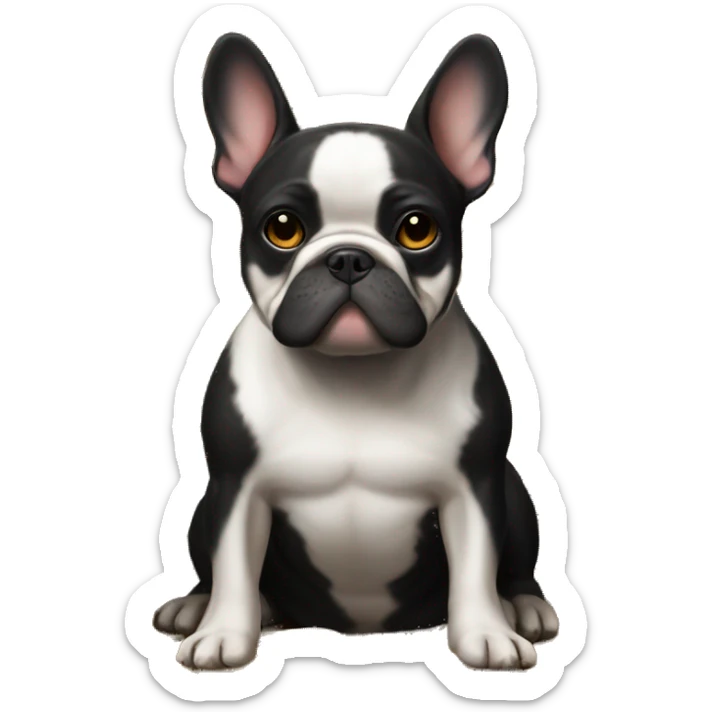 Black-and-tan French bulldog laying on big pile of gold coins sticker