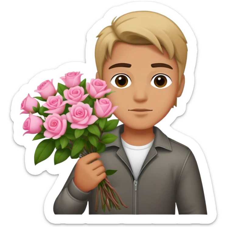 The bad boy is holding a bouquet of pink jasmine roses sticker