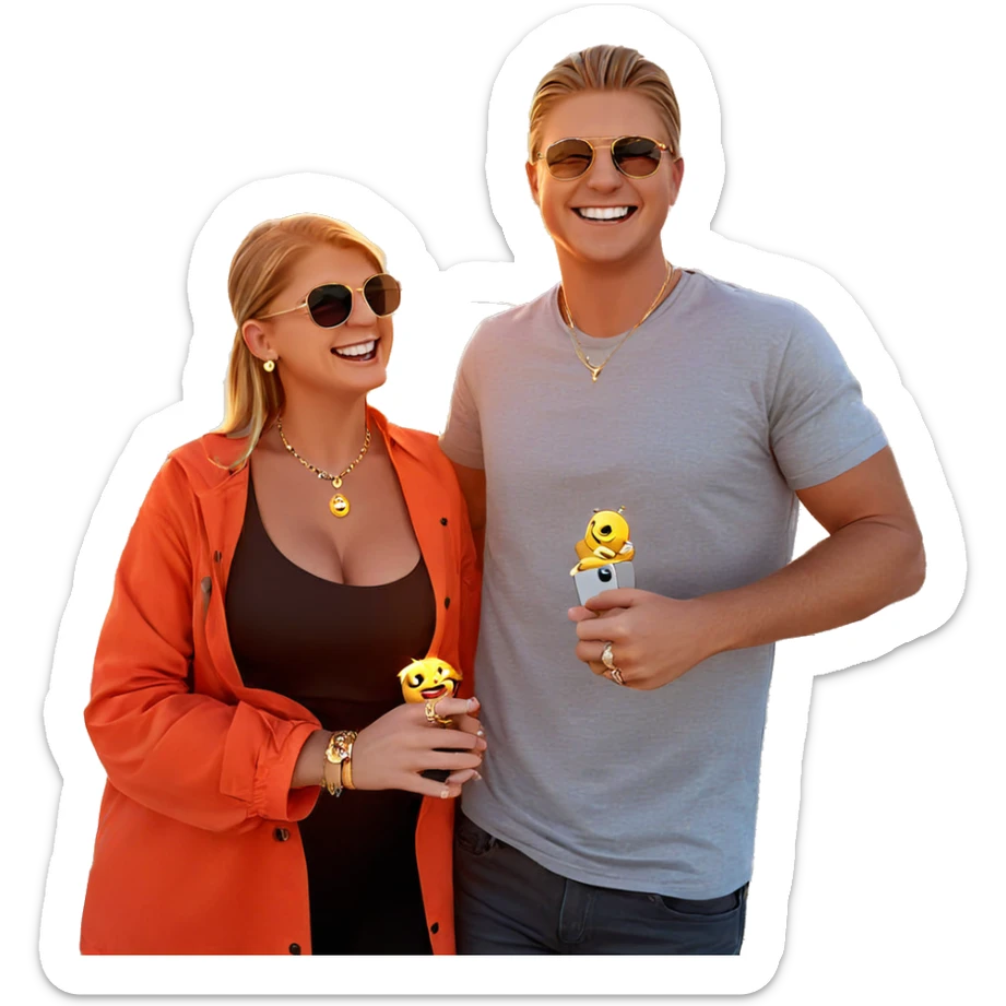 sunset smile with jewelry sticker