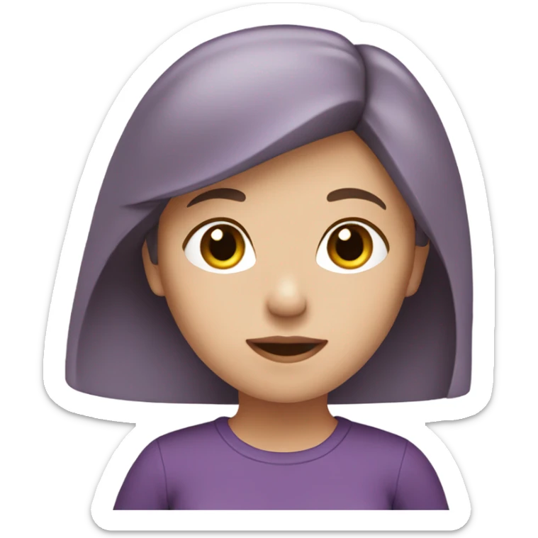 White girl with purple shirt and brown hair sticker