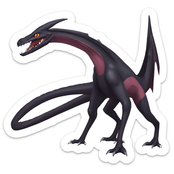 cool edgy black and maroon Dark-type nargacuga Salazzle  Salanditreptile Pokémon full body sticker