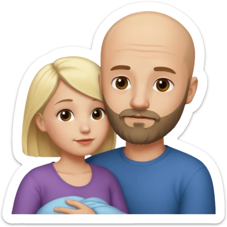 Tuląca się para. Rodzące się uczucie. On - łysy z ciemnym, kilkudniowym zarostem. Ona - niższa od niego o głowę blondynka. sticker