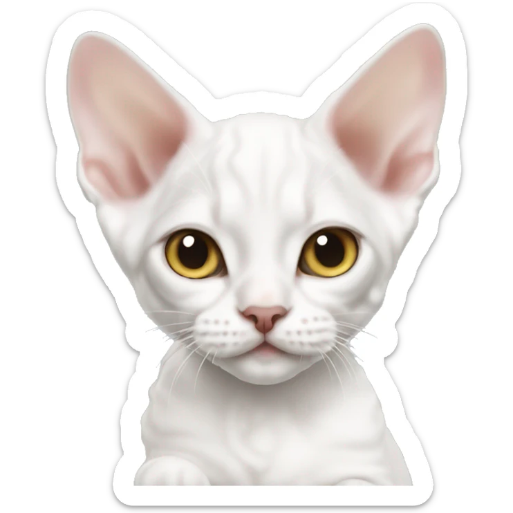 White Devon rex kitten laying  sticker