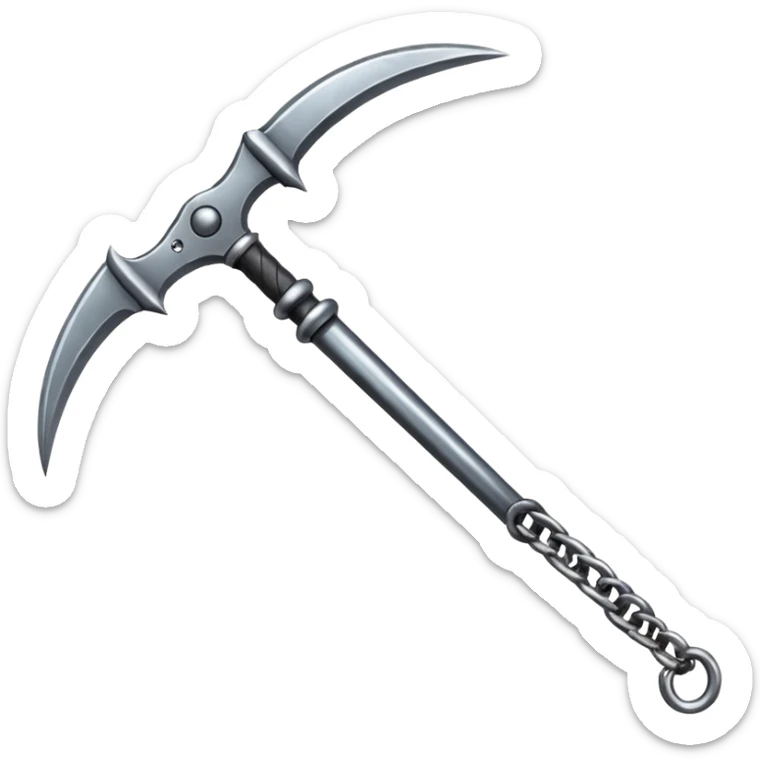 make japan weapon named "kusarigama" like hoe with chain and ball at the end of chain sticker