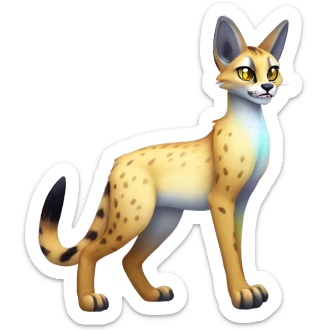 Cute Kawaii Cool Edgy Epic Ethereal Sparkly Colorful Sergal-Serval-Caracal-Vernid full body sticker