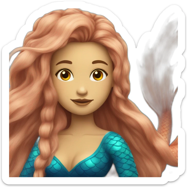 A mermaid with hair the color of the Ukrainian flag sticker