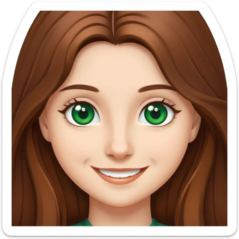 smiling girl with long hair and dark green eyes sticker