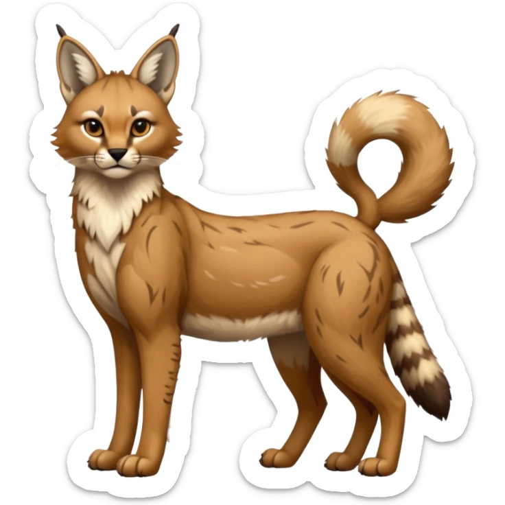 fantasy caracal-Coyote-marsupial-fursona-hybrid animal creature full body with intricate markings  sticker