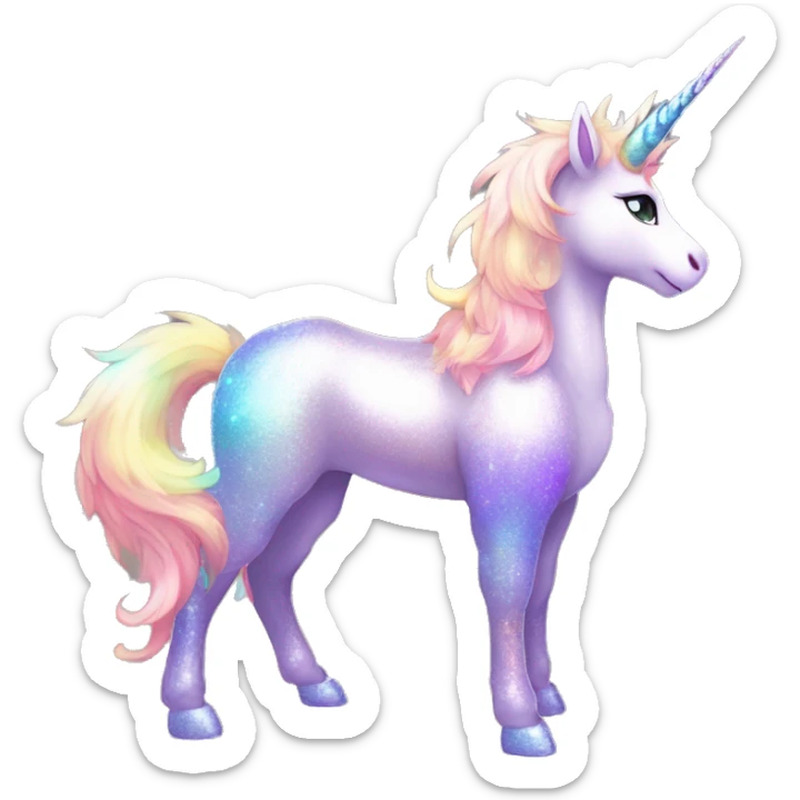 Shiny Sparkly Colorful Fluffy beautiful fantasy unicorn horn Kawaii Ethereal Anthro Sona Fakemon-animal Full Body sticker